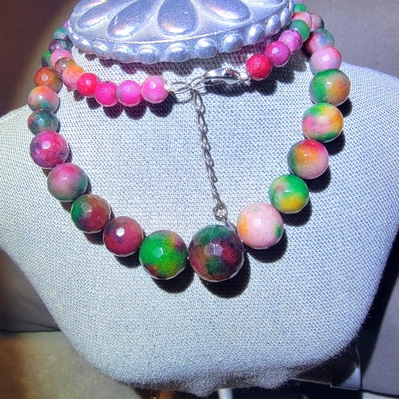 6-14mm Natural Color Faceted Candy Jade / Jadeite Gemstone Necklace 18'' Unisex - Picture 8 of 10